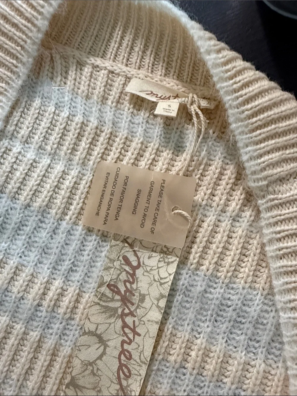 NWT Mystree Soft Peach Stripe V-Neck Cardigan Sweater Size S